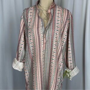 Tunic Top Sz 40 (M) Indian Traditional‎ Kurta Long Blouse Long Sleeve Lined EUC